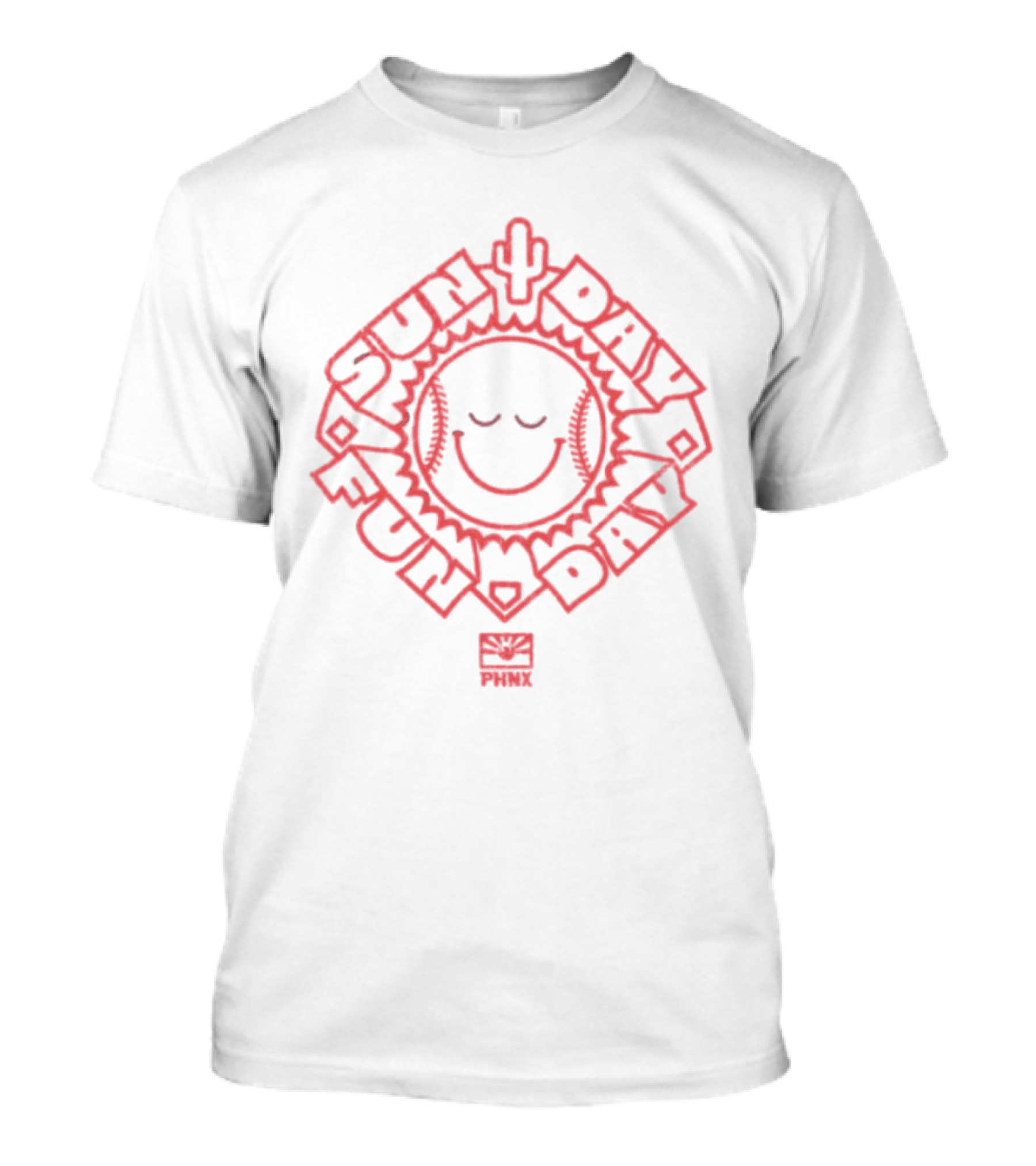Phnx Sun Day Fun Day Baseball Happy Face Cactus T-Shirt