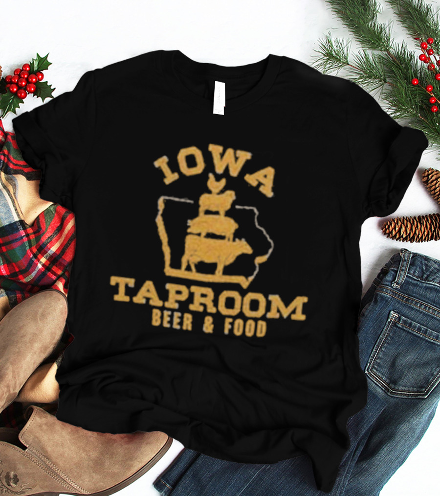 Iowa Taproom Beer And Food Farm Animals Stacked In Iowa Shape T-Shirt