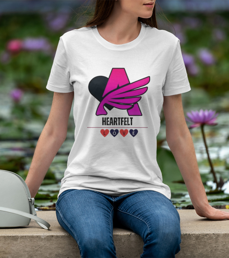 Heartfelt Love Pink Winged Heart T-Shirt