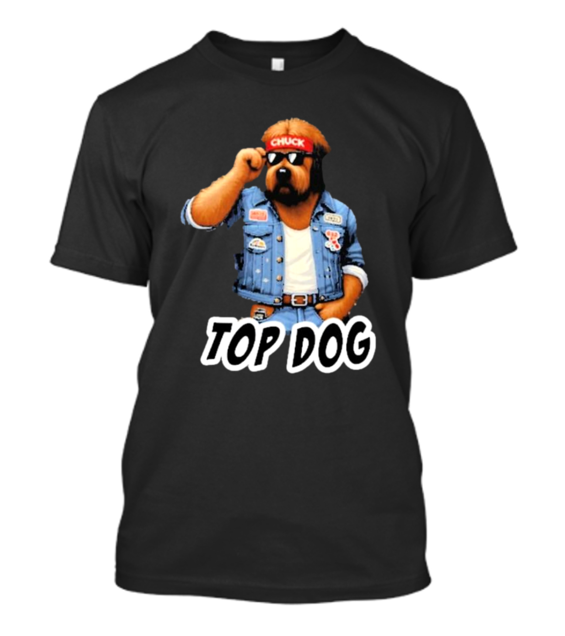 Chuckonbase Chuck Topdog Cool Denim Style Fashion Dog T-Shirt