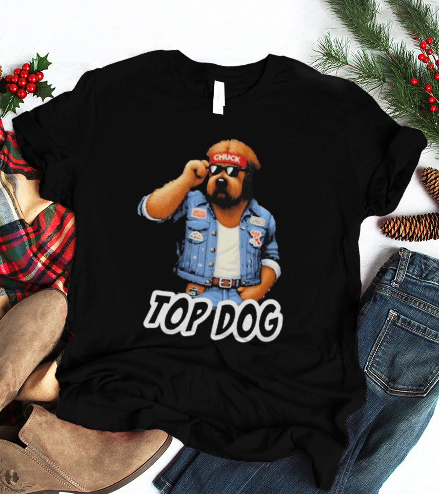 Chuckonbase Chuck Topdog Cool Denim Style Fashion Dog T-Shirt