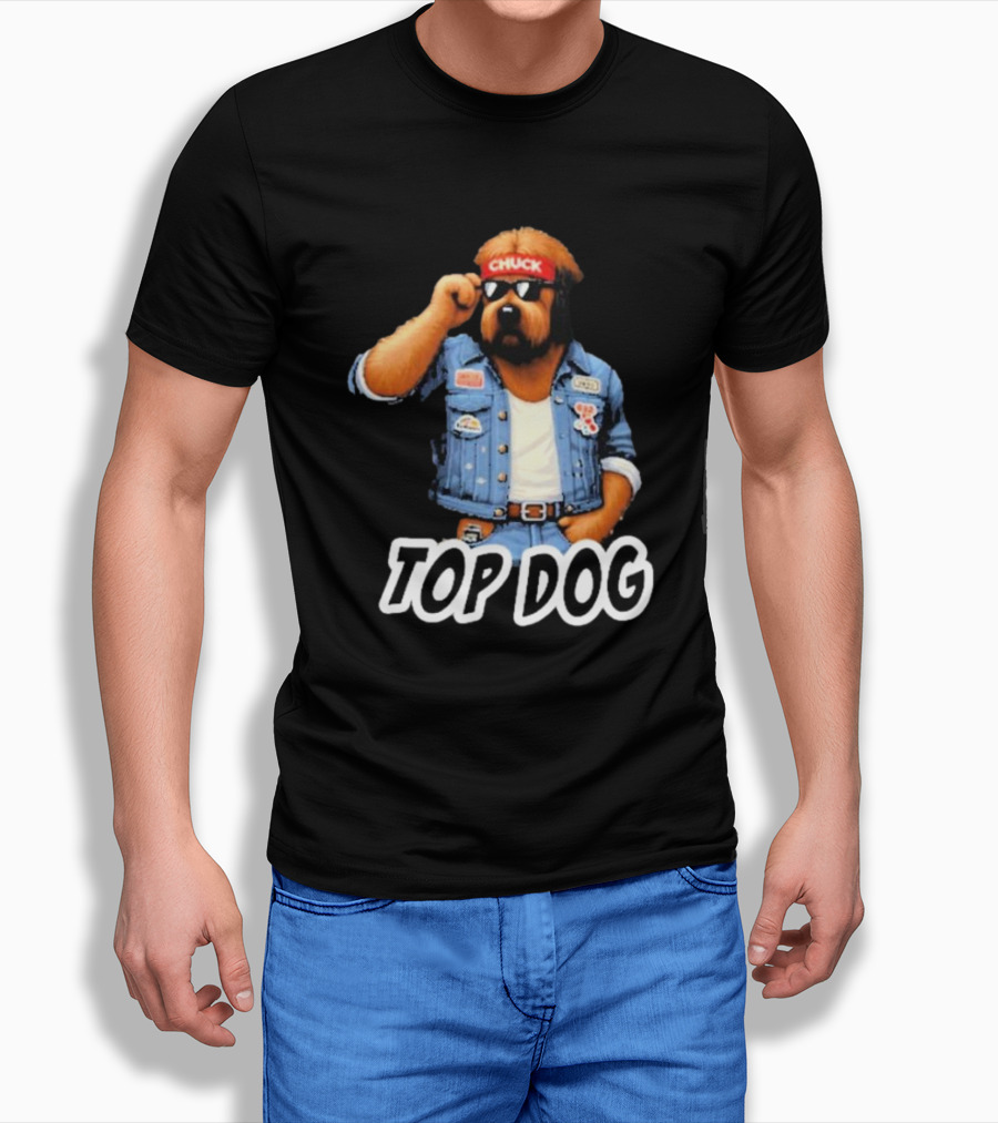 Chuckonbase Chuck Topdog Cool Denim Style Fashion Dog T-Shirt