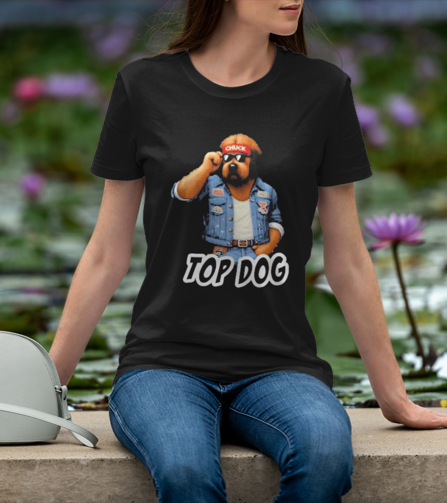 Chuckonbase Chuck Topdog Cool Denim Style Fashion Dog T-Shirt