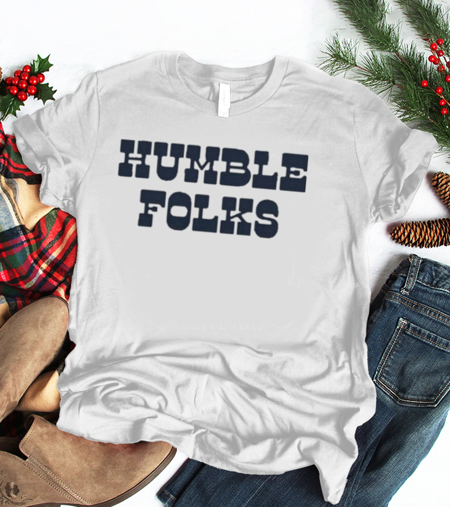 Humble Folks Sandstone Retro Style Navy Text T-Shirt