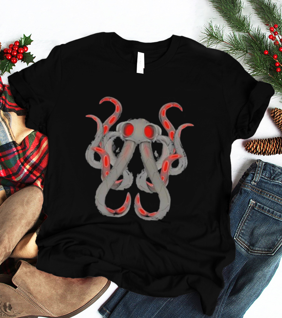 Endra Wearing Ollie Ollie Red-Eyed Octopus T-Shirt
