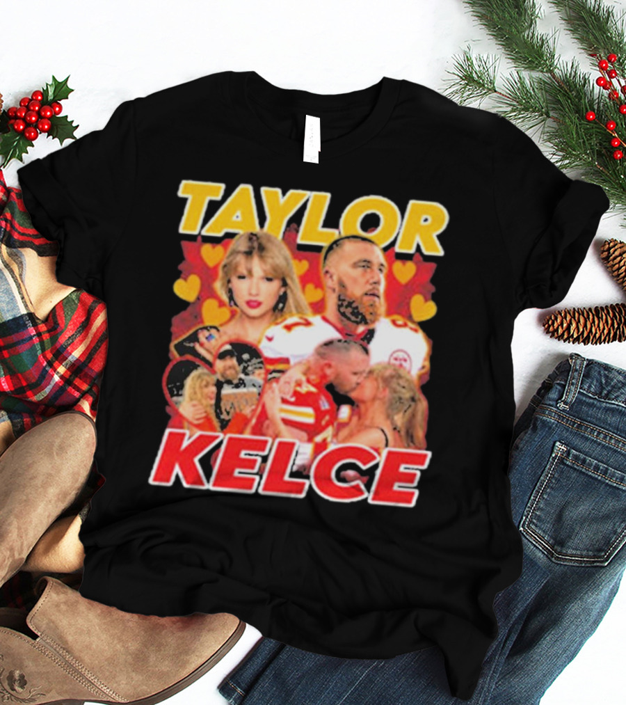 Taylor Kelce Football Love Hearts Chiefs Player Blonde Woman T-Shirt