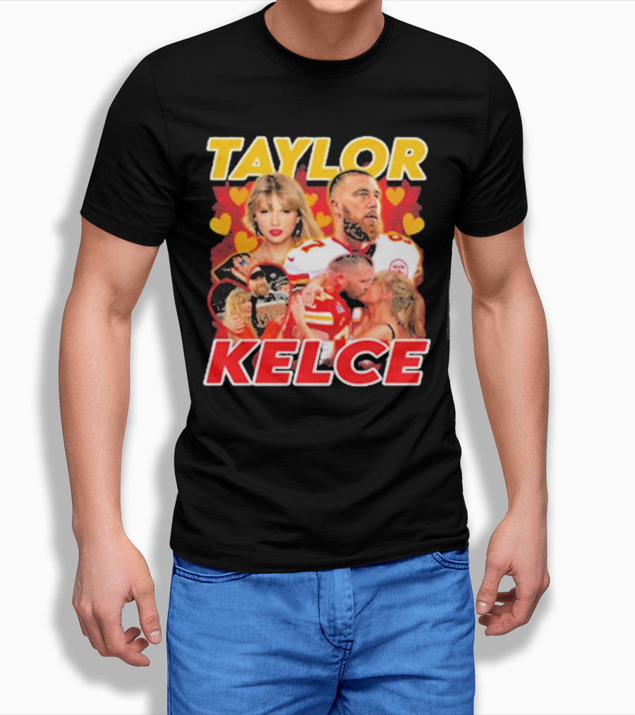 Taylor Kelce Football Love Hearts Chiefs Player Blonde Woman T-Shirt