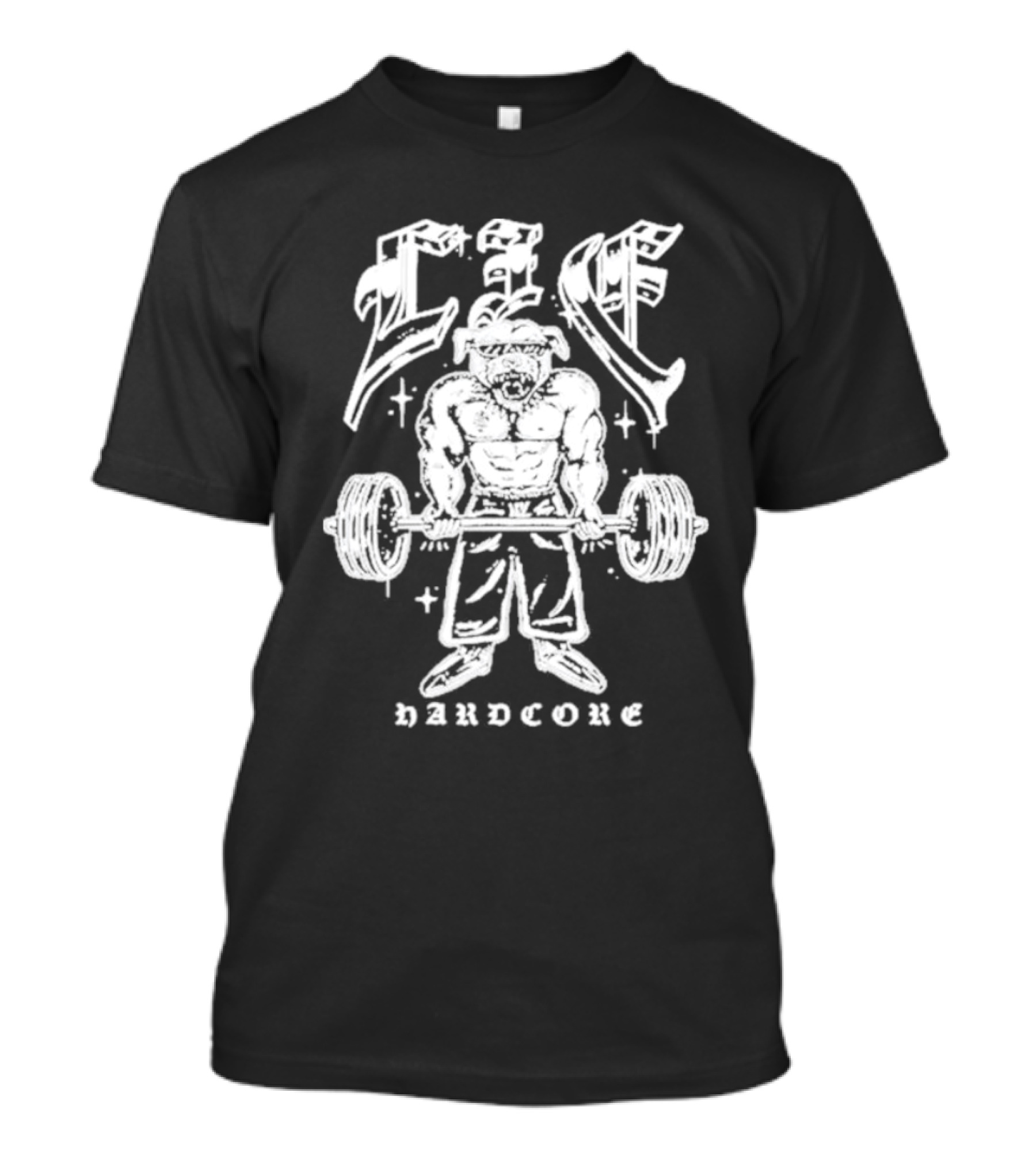 Lif Hardcore Dog Weightlifting Old English Tattoo T-Shirt