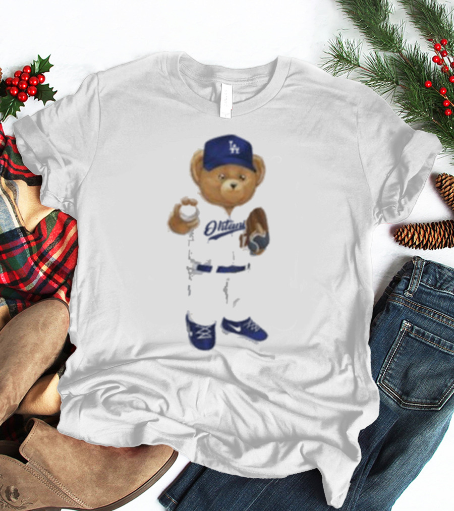 LA Angels Shohei Ohtani Showtime Bear Dodgers Hat Baseball Glove T-Shirt