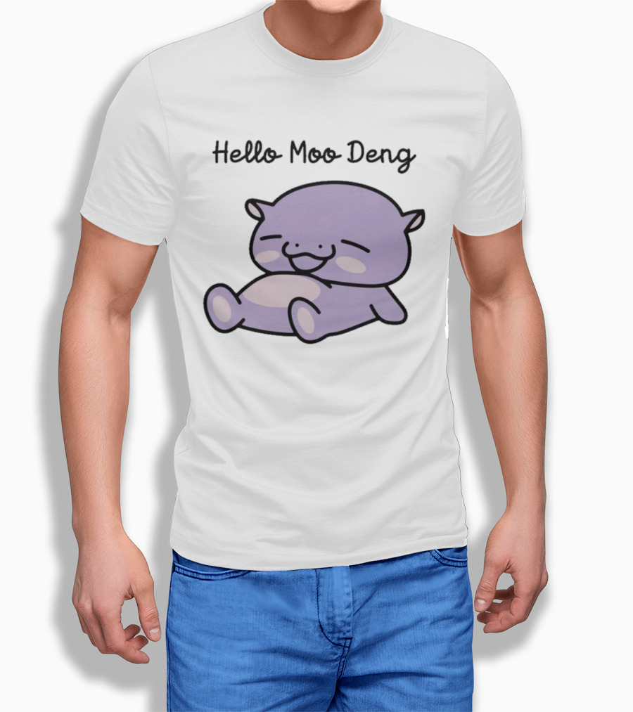 Hello Moo Deng Kawaii Happy Pig Character T-Shirt