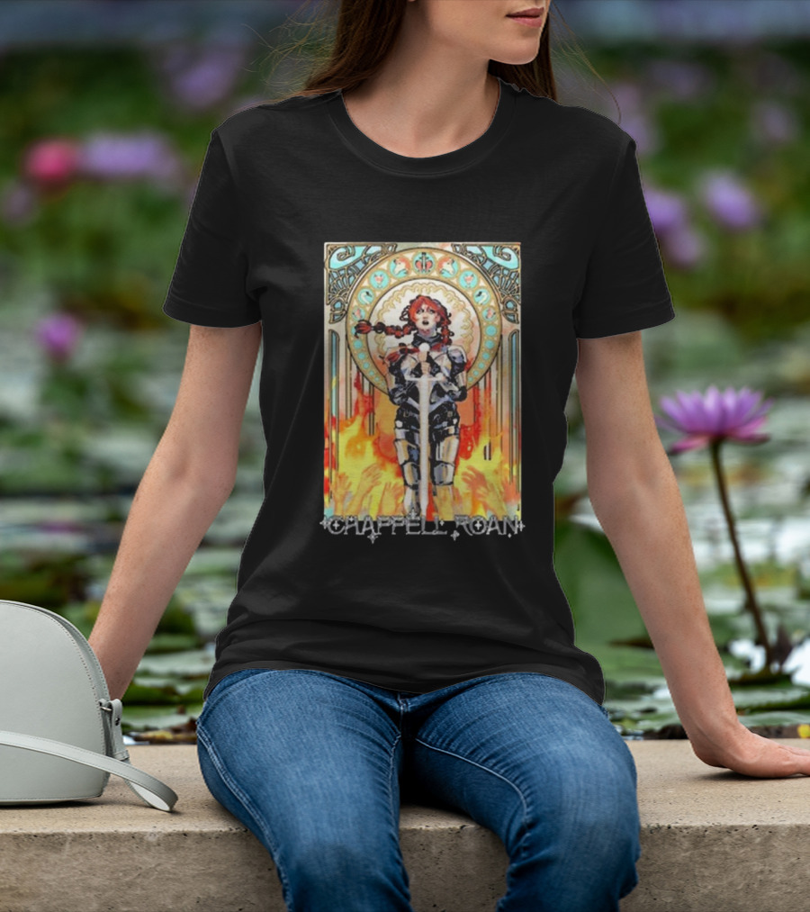 Chappell Roan Knight Armor Flame Background T-Shirt