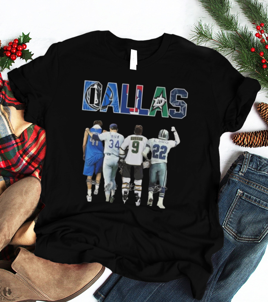 Dallas Mavericks Texas Rangers Dallas Stars Dallas Cowboys Legend Signatures T-Shirt