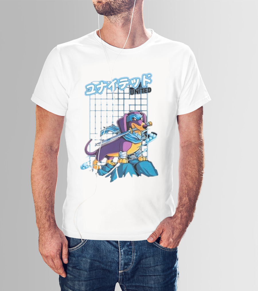 Dylan United Unitedgamer Bumi Ninja Dog On Rock With Sword And Blue Scarves T-Shirt