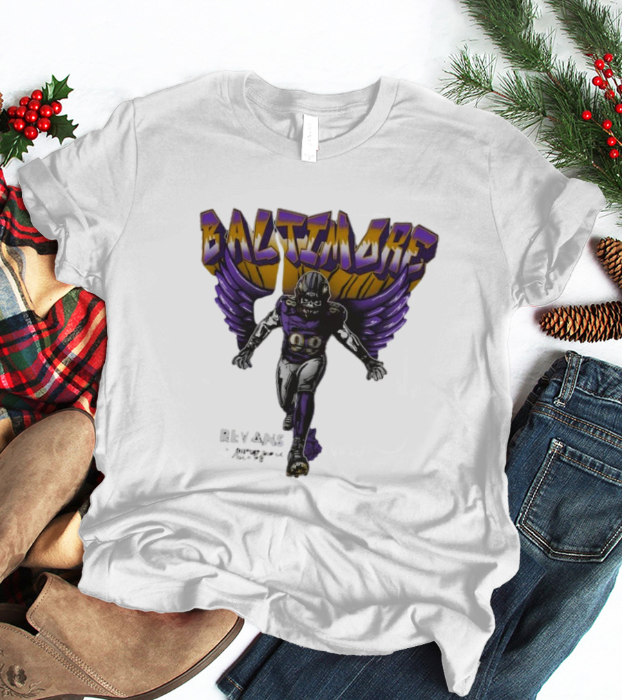 Baltimore Ravens Superbowl Champ Football Player With Ravens Wings T-Shirt