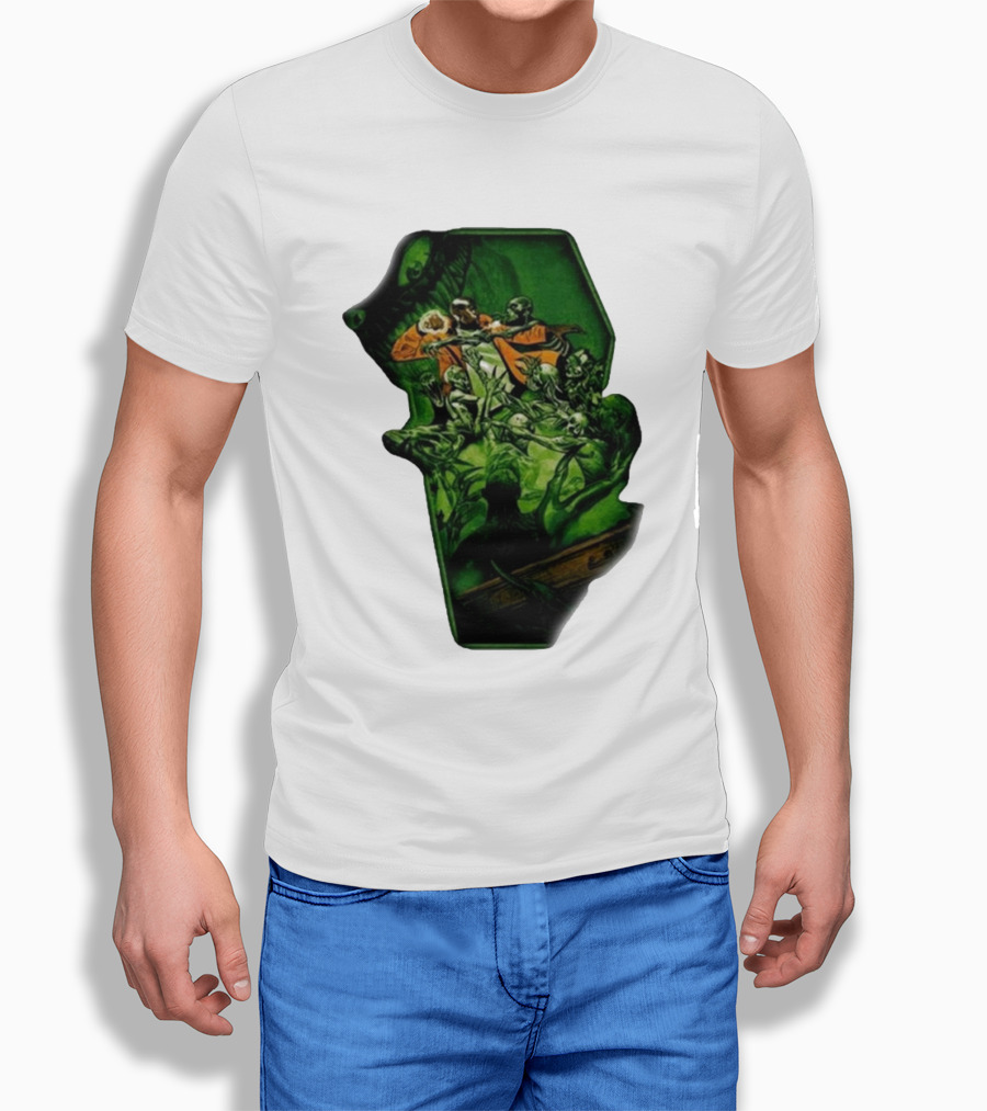 You Only Die 1nce SS Freddie Gibbs Zombie Battle Green Scene T-Shirt