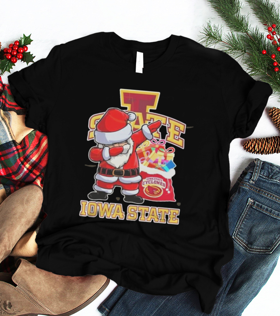 Santa Claus Iowa State Cyclones Dab Pose Holiday T-Shirt