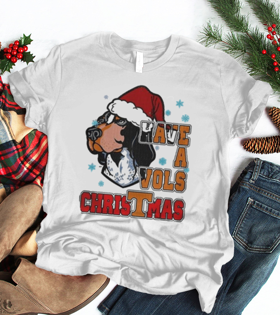 Have A Vols Christmas With Tennessee Volunteers Dog Santa Hat T-Shirt
