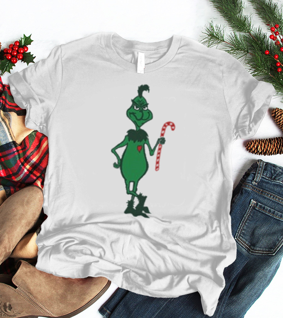 Grinch Holding Candy Cane Trey Anastasio Christmas T-Shirt