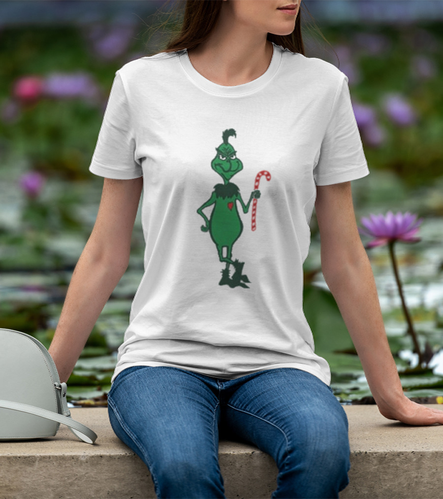 Grinch Holding Candy Cane Trey Anastasio Christmas T-Shirt