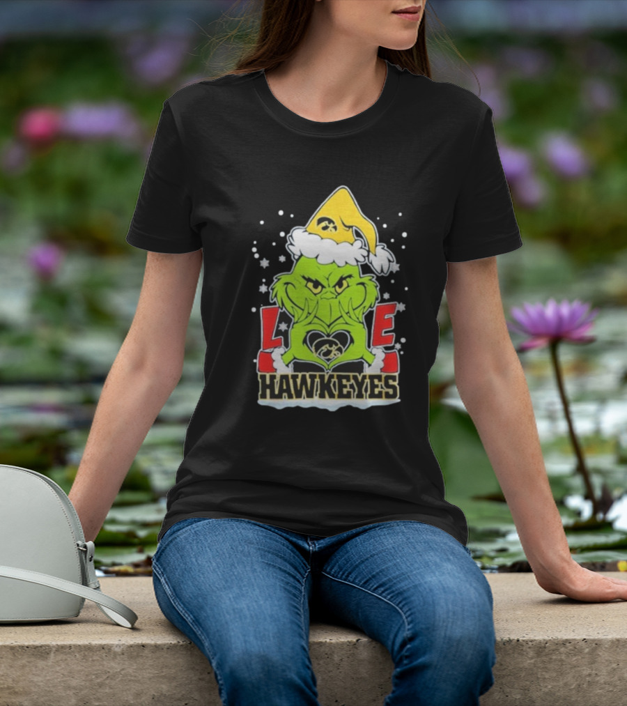 Grinch Love Hawkeyes Christmas Iowa Hawkeyes Football T-Shirt