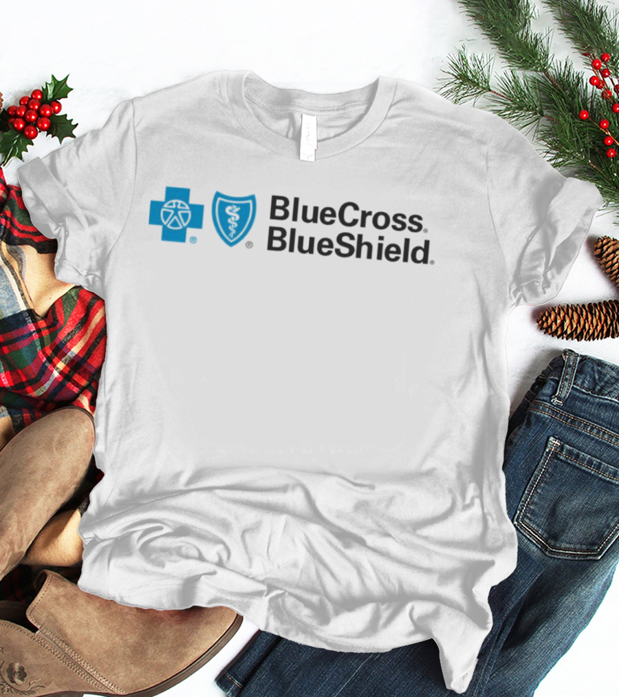 Blue Cross Blue Shield Logo With Connecticut New York Missouri Coverage T-Shirt