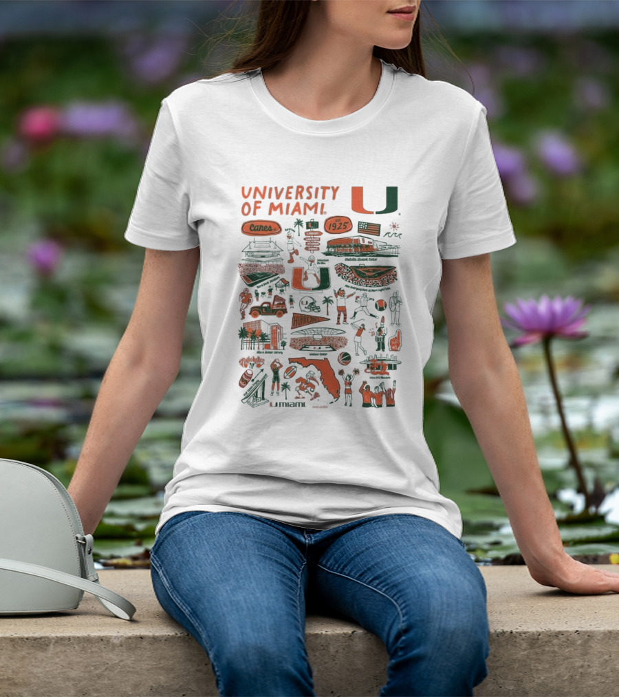 University Of Miami Canes Est 1925 Tropical Park Miami Dade Orange Bowl Gables Hurricanes Umiami T-Shirt