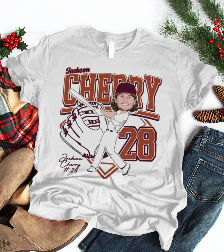 Cherry Baseball Jackson #28 Player Portrait 2025 T-Shirt