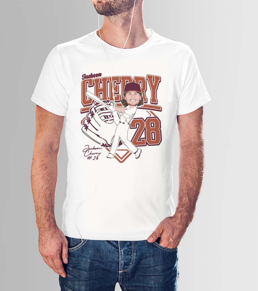 Cherry Baseball Jackson #28 Player Portrait 2025 T-Shirt