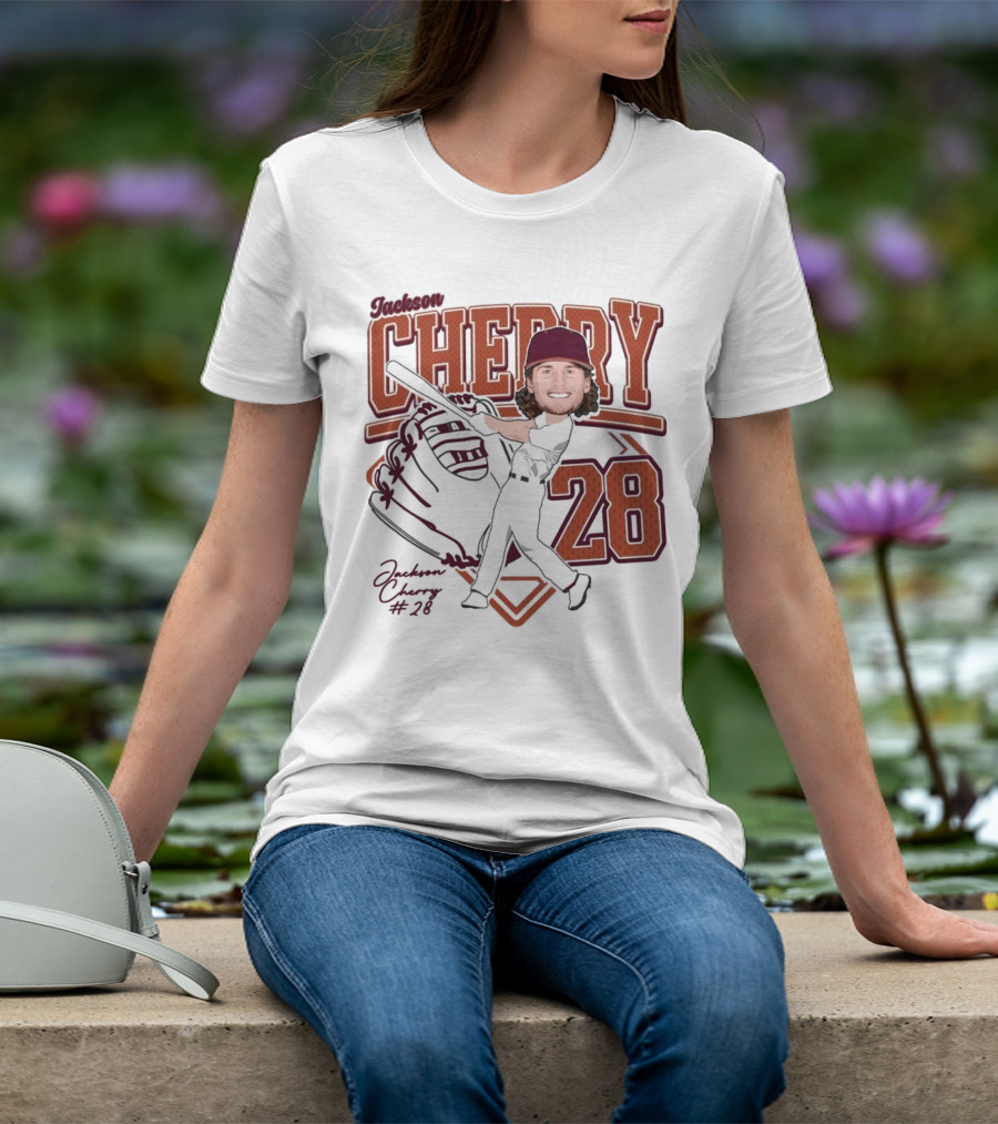 Cherry Baseball Jackson #28 Player Portrait 2025 T-Shirt
