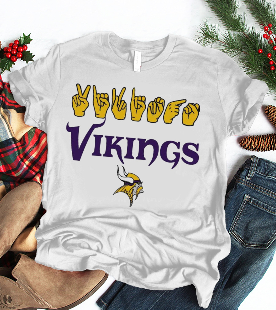 Minnesota Vikings NFL ASL Love Sign American Sign Language T-Shirt