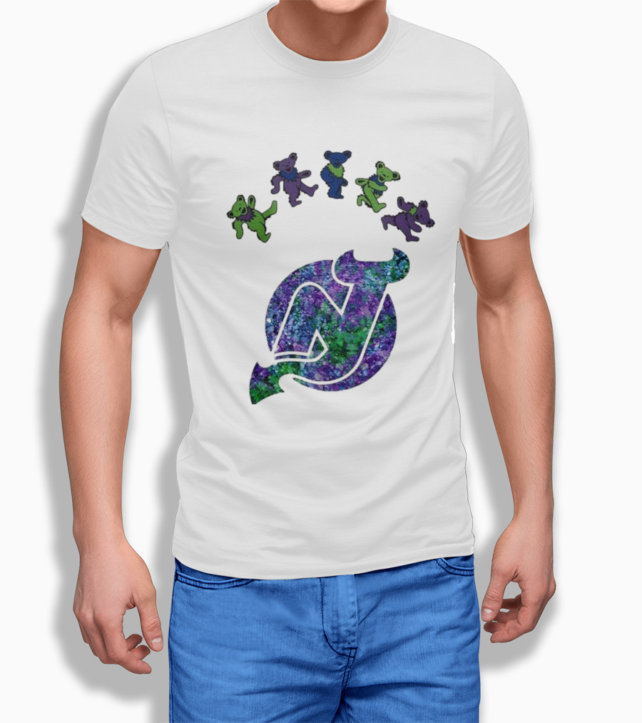 New Jersey Devils Grateful Dead Night 2025 Dancing Bears Iconic Hockey Event T-Shirt