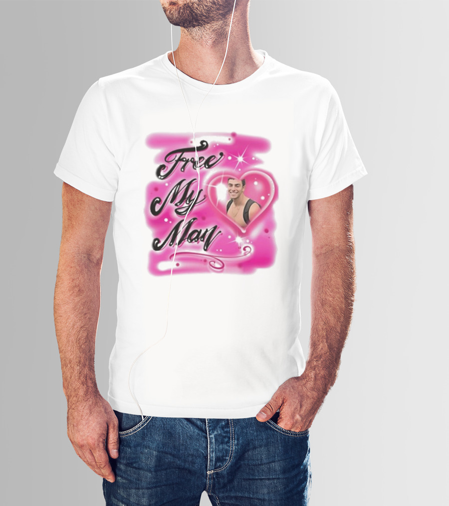 Free My Man Luigi Mangione Heart Pink Background T-Shirt