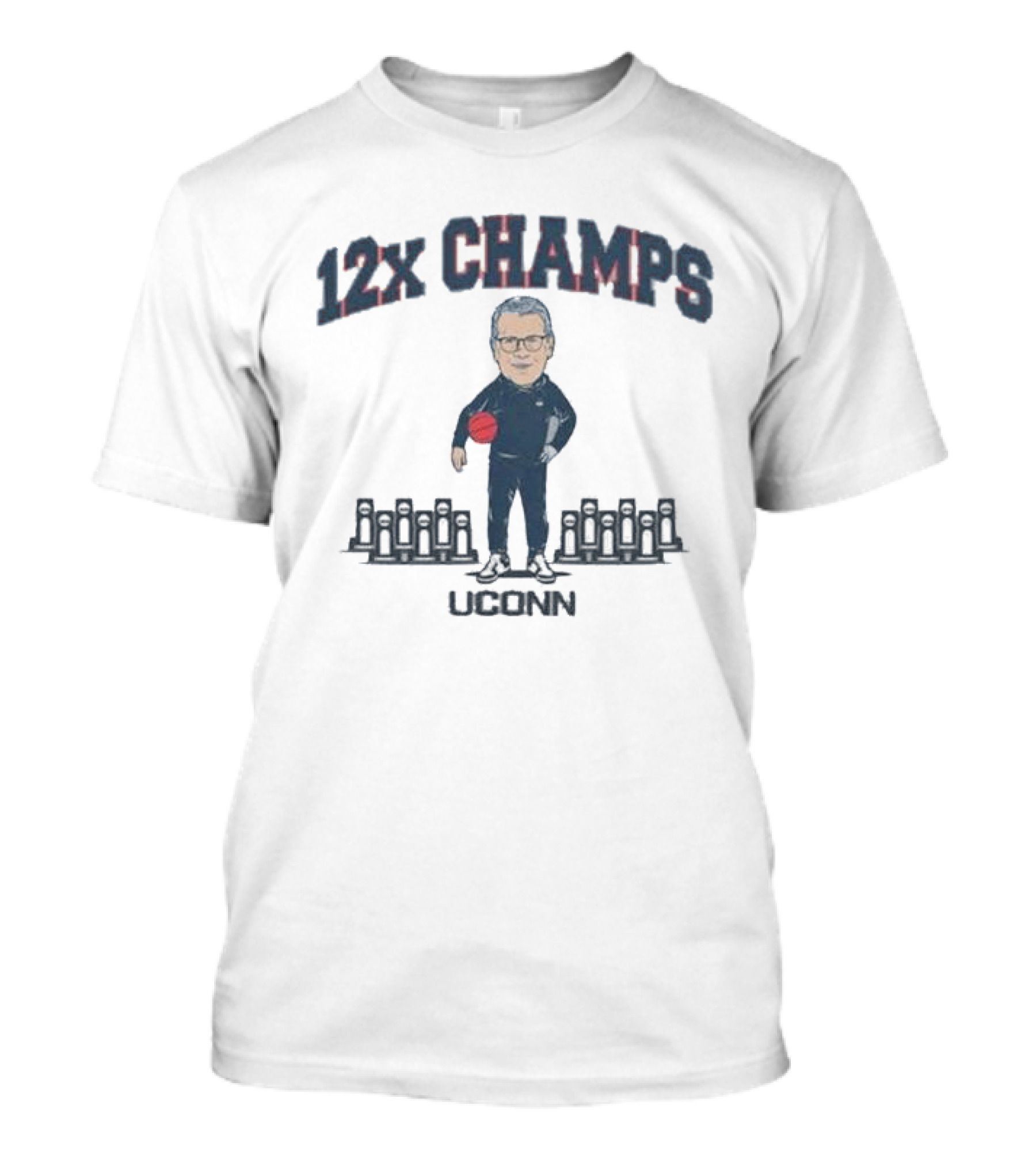UConn Huskies 12x Champs Geno Auriemma Basketball T-Shirt