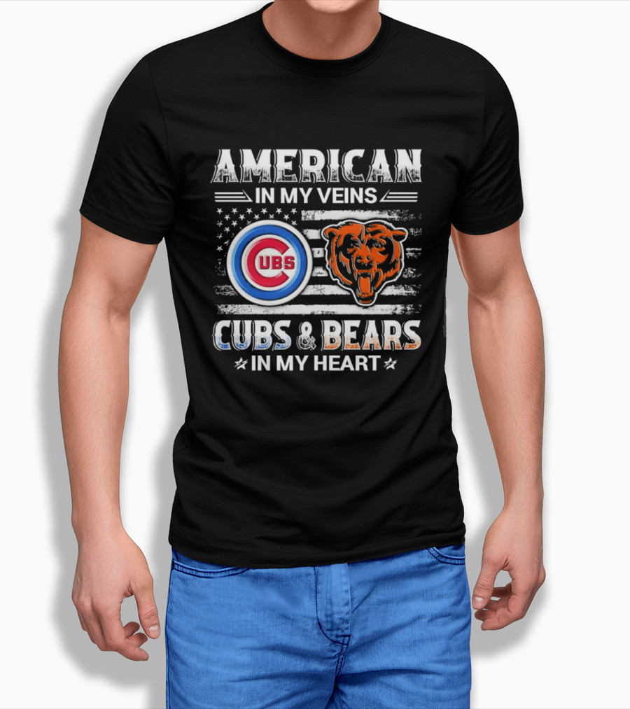 American In My Veins Cubs Bears In My Heart T-Shirt