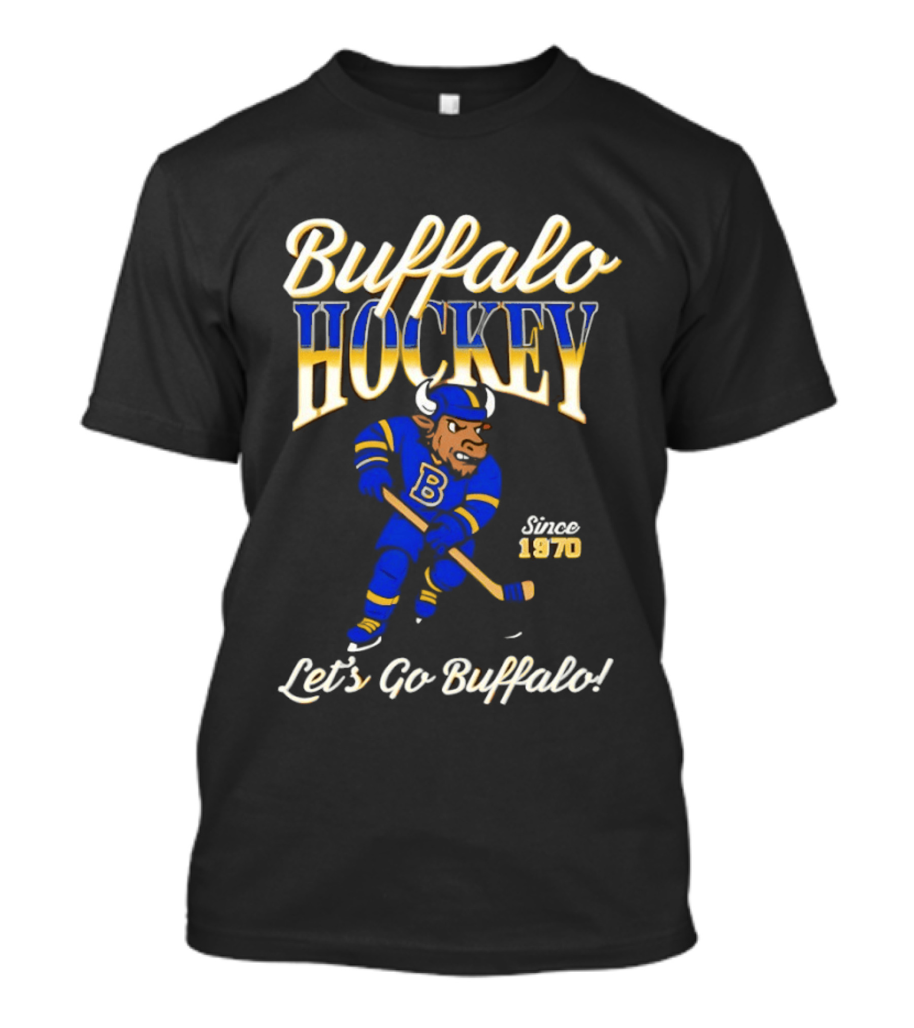 Buffalo Hockey Let's Go Buffalo Since 1970 Blue Bull T-Shirt