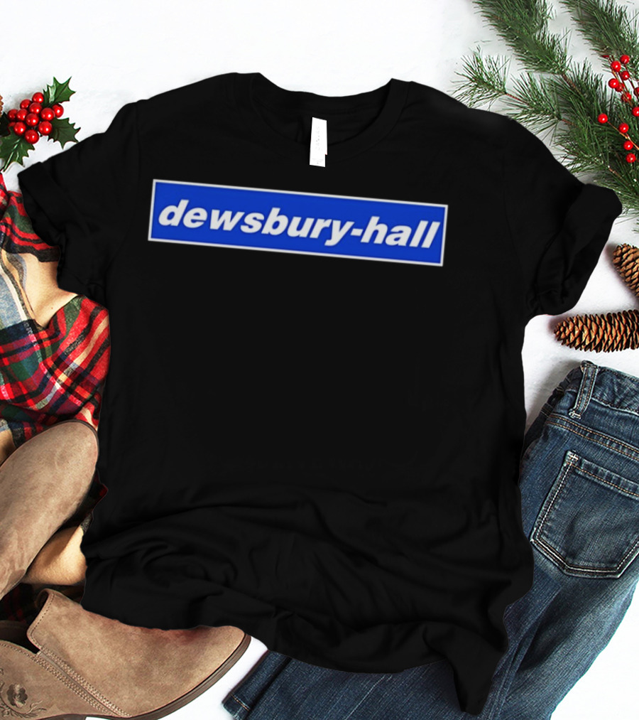Dewsbury Hall Bold White Text On Blue T-Shirt