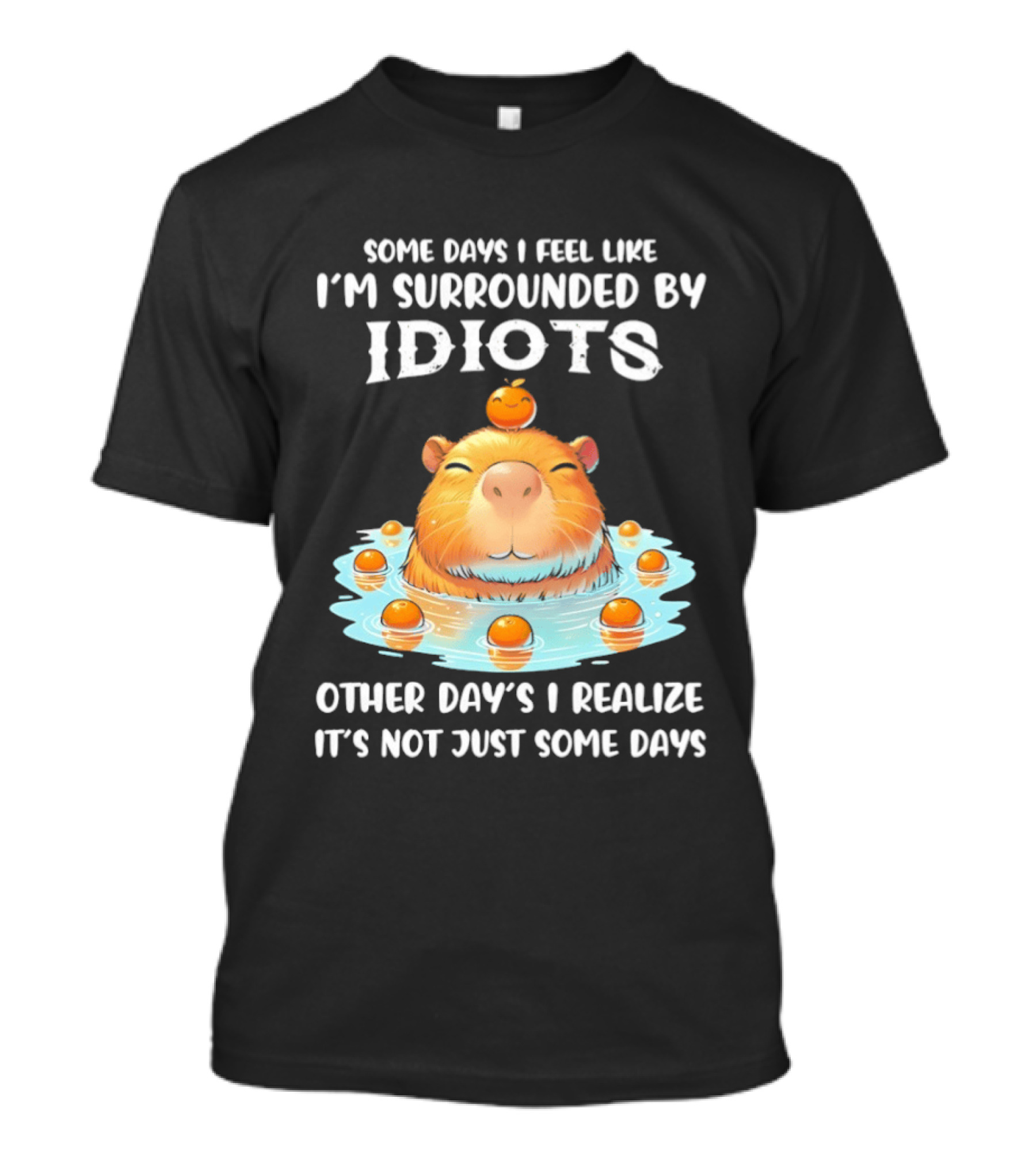 Some Days I Feel Like I'm Surrounded By Idiots Capybara Realization Humor T-Shirt