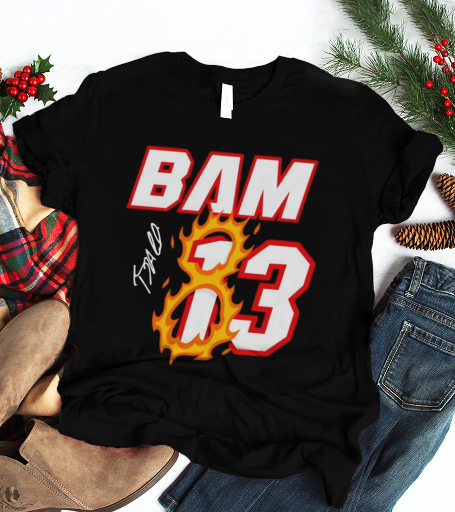 Bam Adebayo Miami Heat BAM 13 Flaming Signature T-Shirt