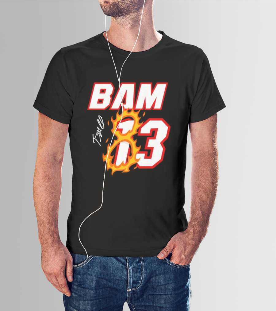 Bam Adebayo Miami Heat BAM 13 Flaming Signature T-Shirt
