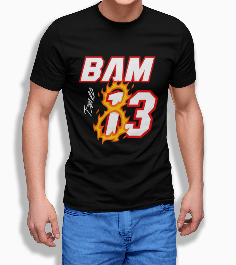 Bam Adebayo Miami Heat BAM 13 Flaming Signature T-Shirt
