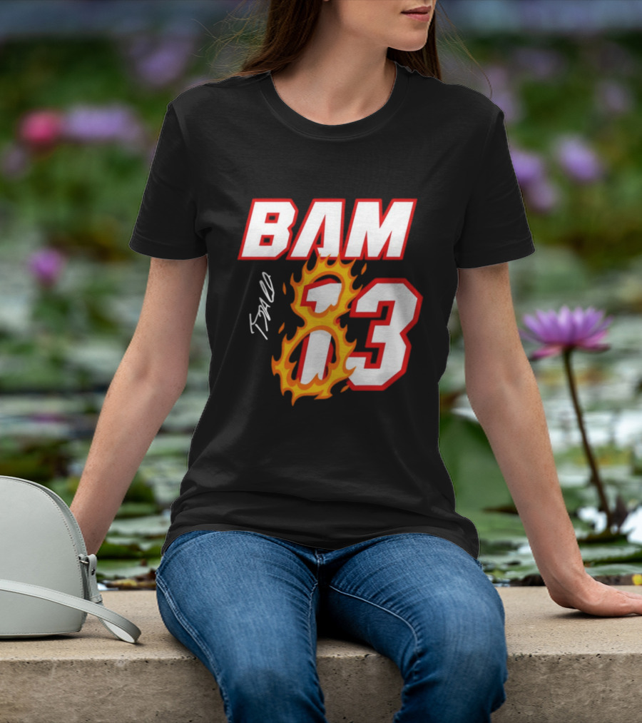 Bam Adebayo Miami Heat BAM 13 Flaming Signature T-Shirt