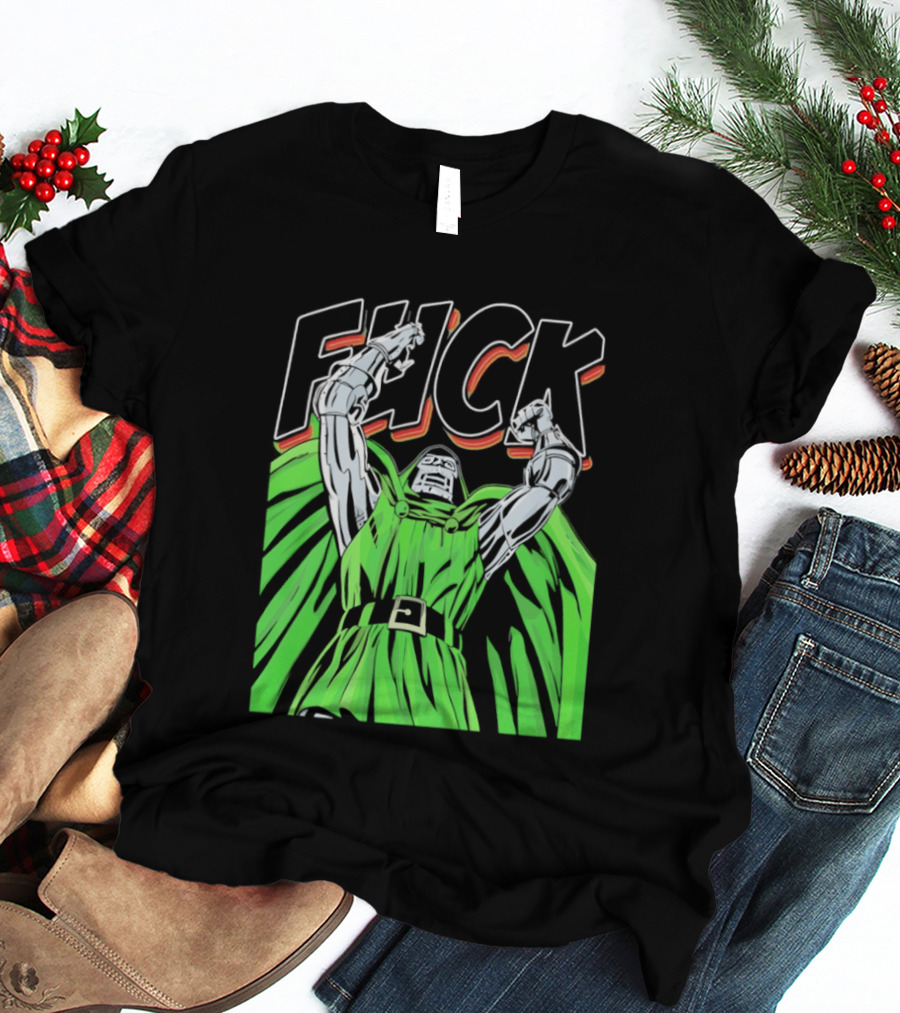Dr Doom Green Cape Comic Style F**K T-Shirt