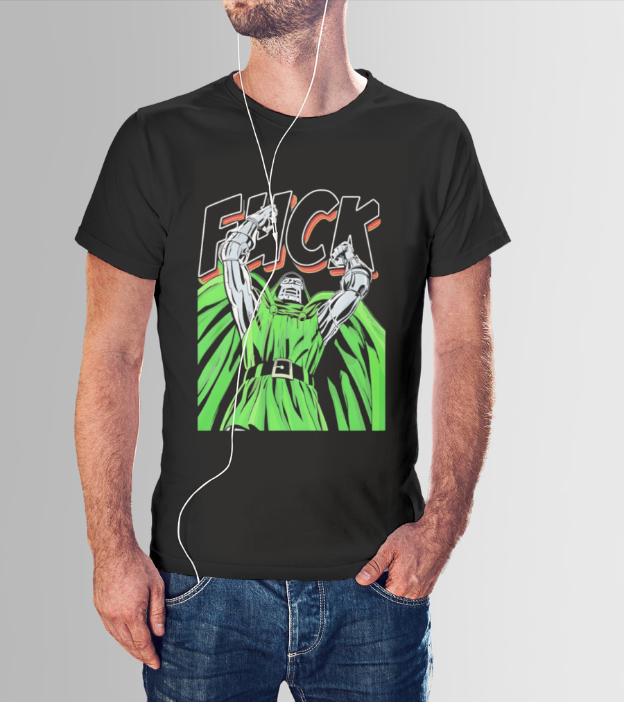 Dr Doom Green Cape Comic Style F**K T-Shirt