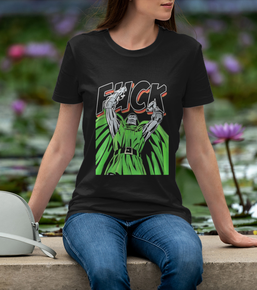 Dr Doom Green Cape Comic Style F**K T-Shirt