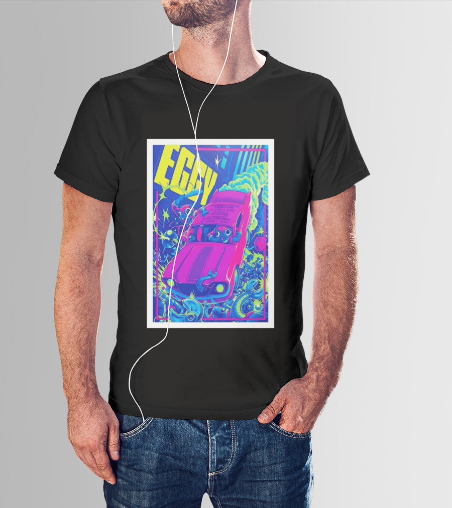 Eggy March 8 2026 The Burl Show Retro Neon Car Adventure T-Shirt