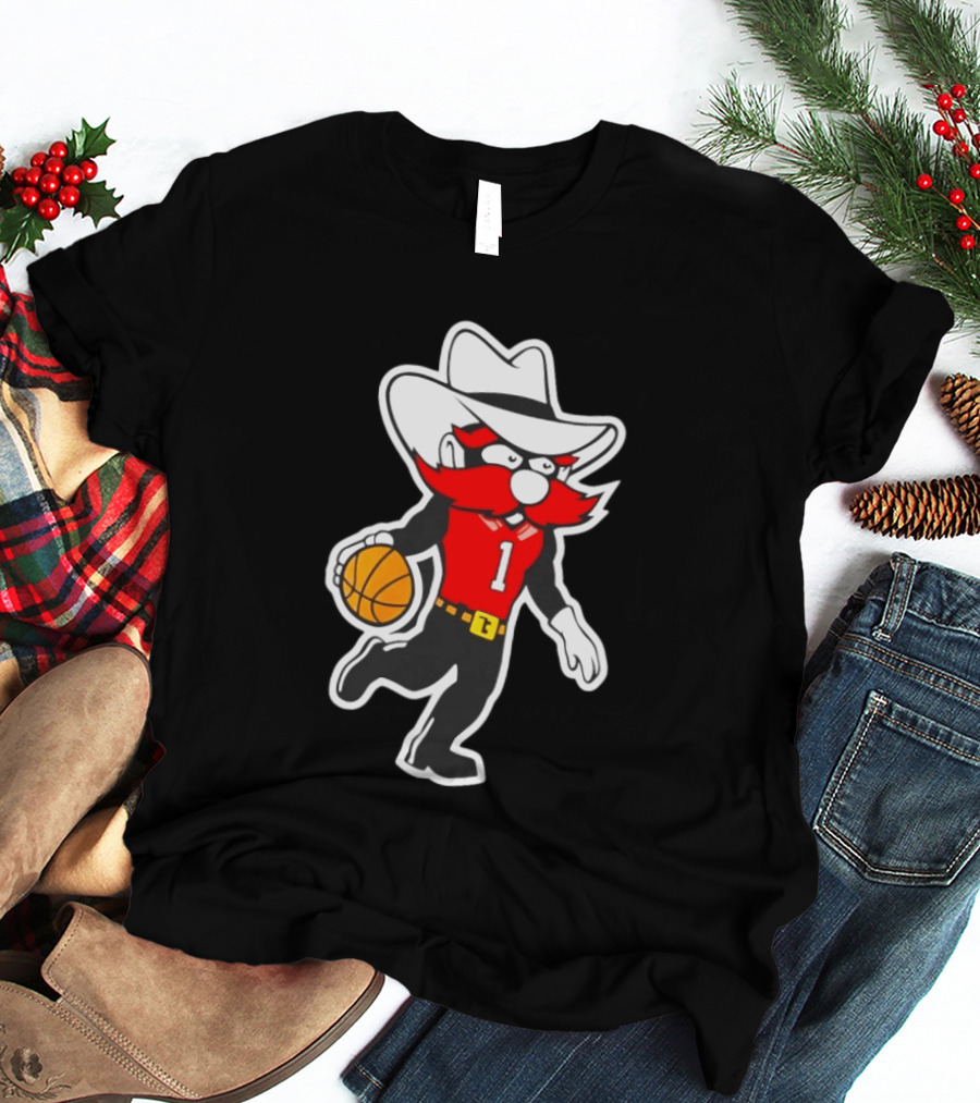Coach Grant McCasland Raider Red Mascot Basketball Motif T-Shirt