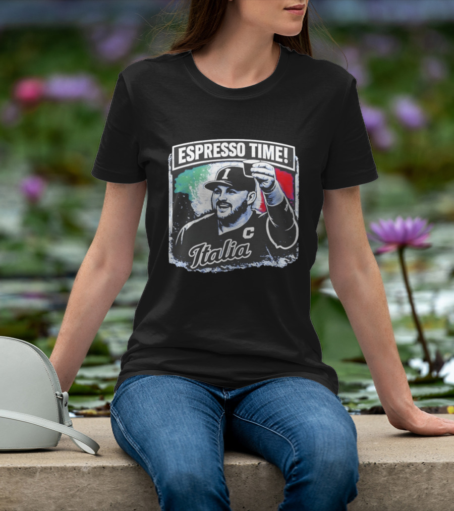 Espresso Time Italia Celebration With Baseball Player And Italian Flag T-Shirt