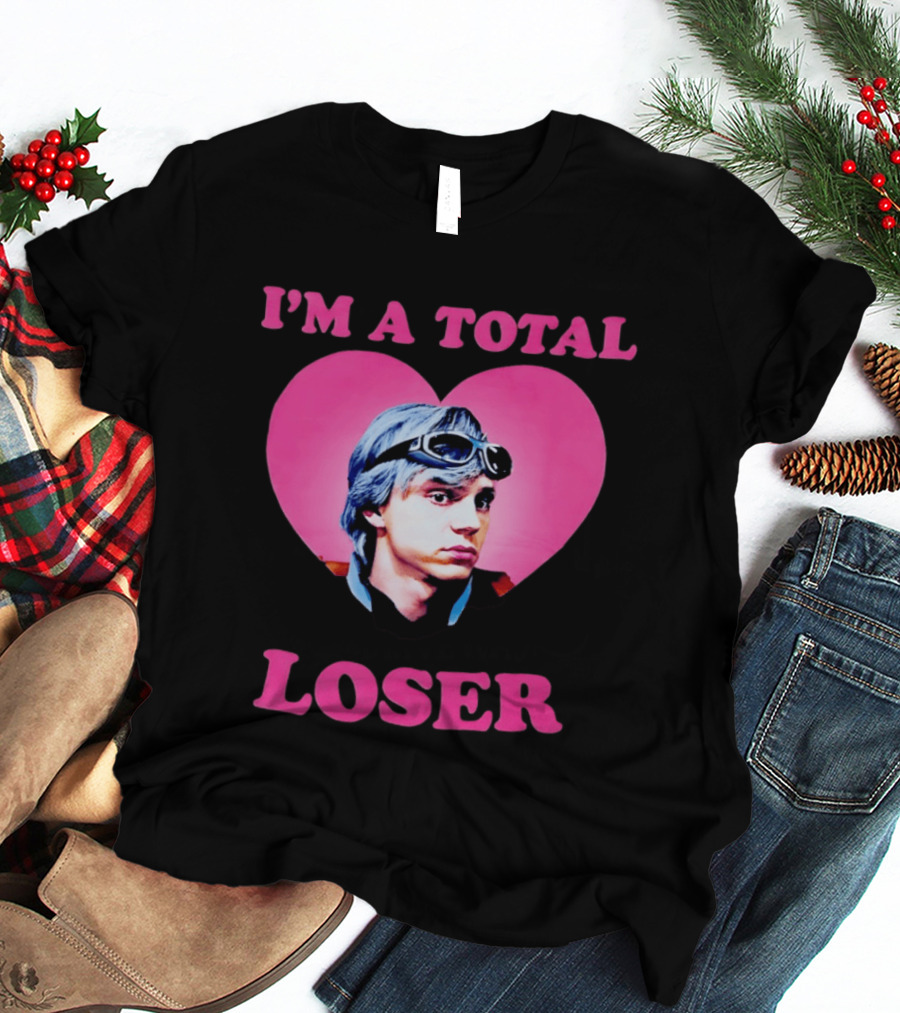 Evan Peters I'm A Total Loser Pink Heart Goggles T-Shirt