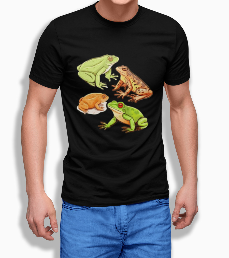 Four Spotted Frogs Vibrant Colors Variety T-Shirt