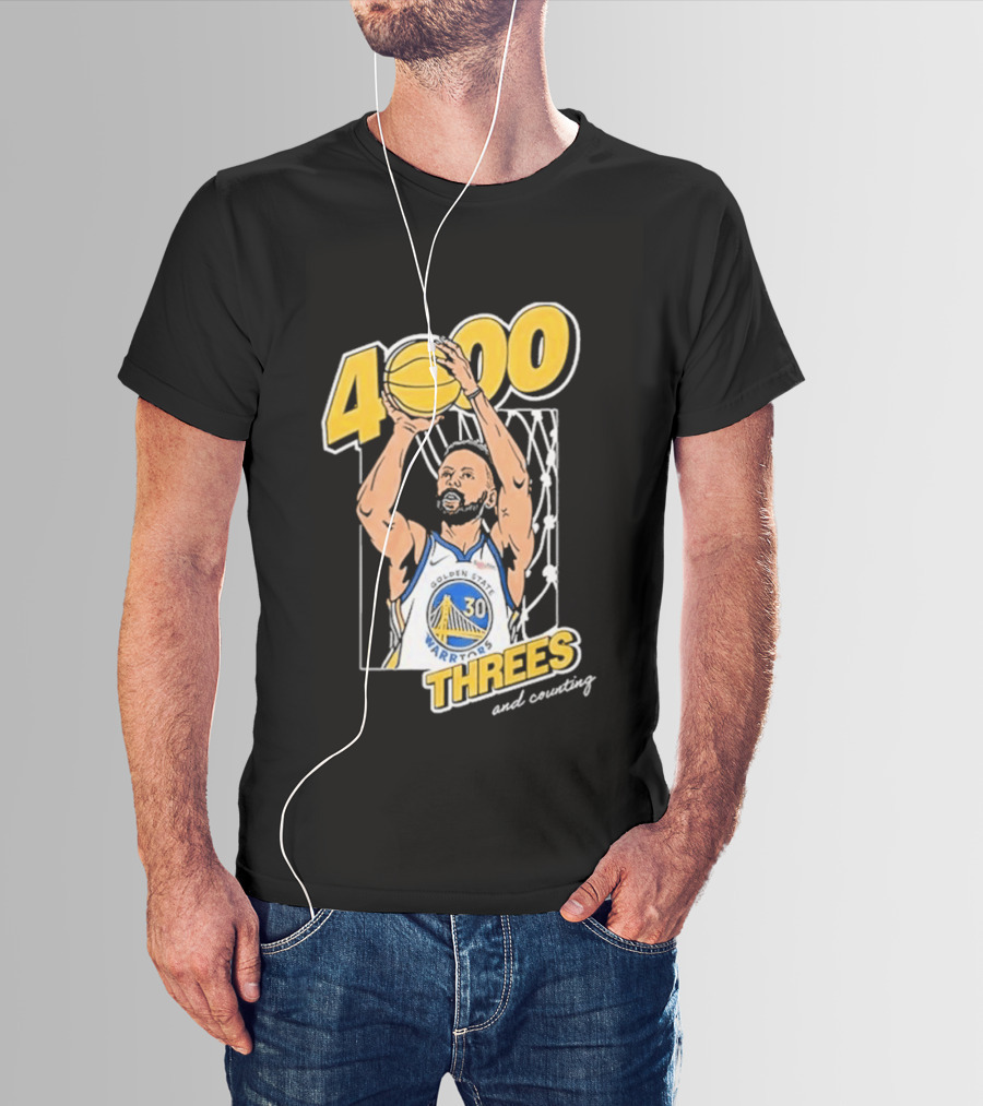 Golden State Warriors Steph Curry 4000 Threes And Counting T-Shirt